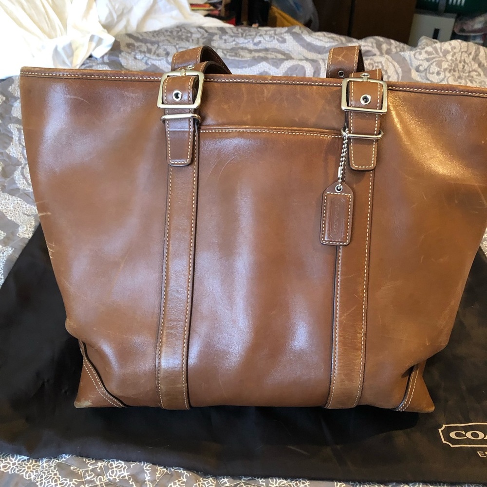 Coach saddle leather tote